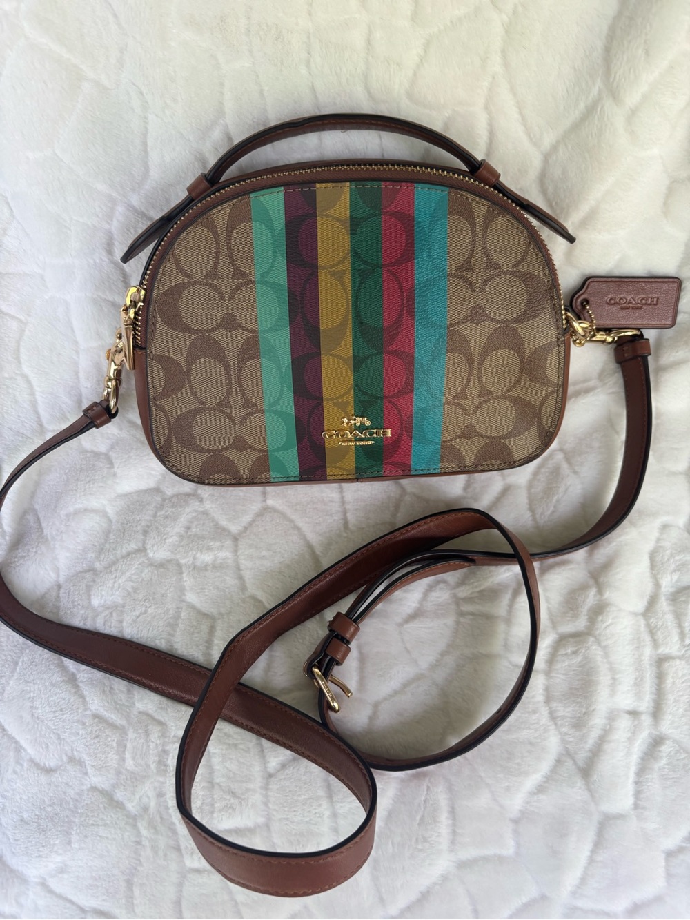 Coach Serena Satchel In Signature Canvas with Stripes - Picture 2 of 15